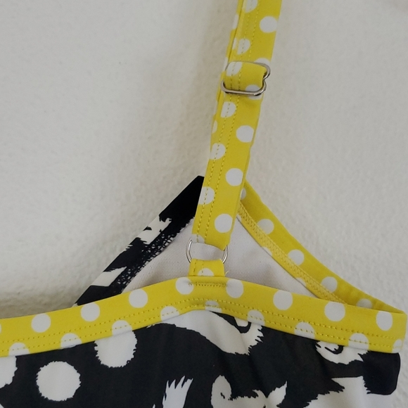24th & Ocean Black, White & Yellow Tankini Swim Top S - Picture 5 of 10